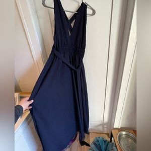 LULUS navy blue, cross back maxi dress